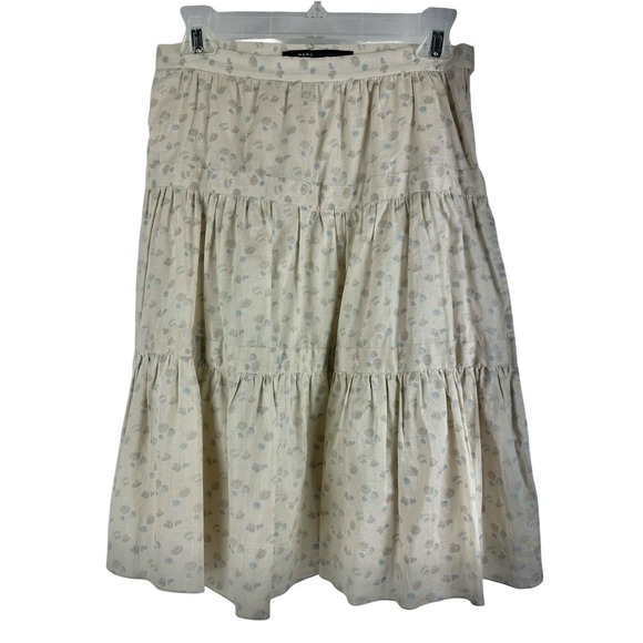 MARC JACOBS Cotton Floral A-Line Ruffle Tiered Skirt Cottagecore Clean Girl - Picture 2 of 9